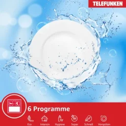Telefunken Geschirrspüler 60 cm teilintegrierbar Einbau Spülmaschine 12 Maßgedecke 6 Programme AquaStop GET6012DI