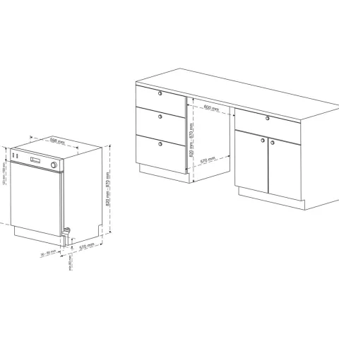 Telefunken Geschirrspüler 60 cm teilintegrierbar Einbau Spülmaschine 12 Maßgedecke 6 Programme AquaStop GET6012DI