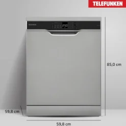 Telefunken Geschirrspüler freistehend 60cm Spülmaschine Silber 12 Maßgedecke 6 Programme AquaStop GFS6012DI