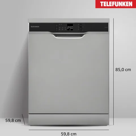 Telefunken Geschirrspüler freistehend 60cm Spülmaschine Silber 12 Maßgedecke 6 Programme AquaStop GFS6012DI
