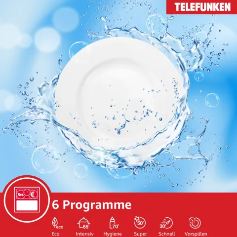 Telefunken Geschirrspüler freistehend 60cm Spülmaschine Silber 12 Maßgedecke 6 Programme AquaStop GFS6012DI