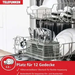 Telefunken Geschirrspüler teilintegriert Einbauspülmaschine 60cm 12 Gedecke 9 Programme AquaStop G-ET-6014-C-I