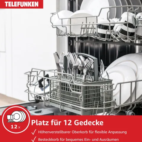 Telefunken Geschirrspüler teilintegriert Einbauspülmaschine 60cm 12 Gedecke 9 Programme AquaStop G-ET-6014-C-I