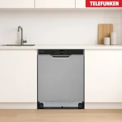 Telefunken Geschirrspüler Unterbau 60 cm Spülmaschine Silber 12 Maßgedecke 6 Programme AquaStop 45 dB GEU6012DI