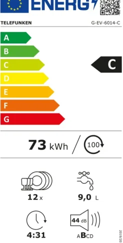 Telefunken Geschirrspüler vollintegriert Einbauspülmaschine 60cm 12 Gedecke 9 Programme AquaStop G-EV-6014-C
