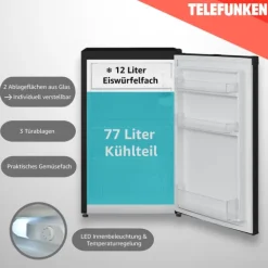 Telefunken Kühlschrank mit Gefrierfach (nur für Eiswürfel) 89 Liter Nutzinhalt Freistehend CF-33-101-B2 schwarz