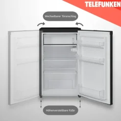 Telefunken Kühlschrank mit Gefrierfach (nur für Eiswürfel) 89 Liter Nutzinhalt Freistehend CF-33-101-B2 schwarz