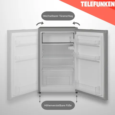 Telefunken Kühlschrank mit Gefrierfach (nur für Eiswürfel) 89 Liter klein und freistehend CF-33-101-S2 silber