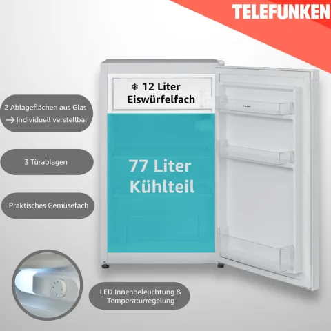 Telefunken Kühlschrank mit Gefrierfach (nur für Eiswürfel) 89 Liter Nutzinhalt Freistehend CF-33-101-W2 weiß