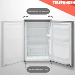 Telefunken Kühlschrank ohne Gefrierfach freistehend 135 Liter Kühlschrank klein mit Gemüsefach Standkühlschrank