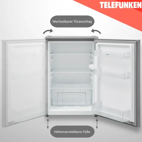 Telefunken Kühlschrank ohne Gefrierfach freistehend 135 Liter Kühlschrank klein mit Gemüsefach Standkühlschrank