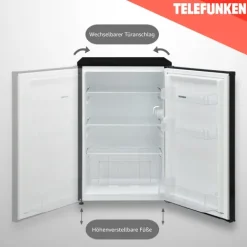 Telefunken Kühlschrank ohne Gefrierfach freistehend 135 Liter Kühlschrank klein mit Gemüsefach Standkühlschrank