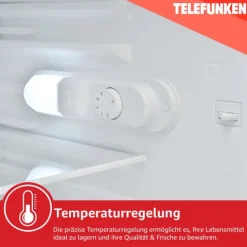 Telefunken Kühlschrank ohne Gefrierfach freistehend 135 Liter Kühlschrank klein mit Gemüsefach Standkühlschrank