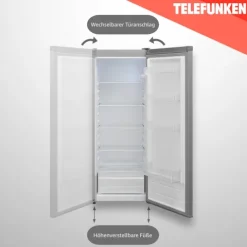 Telefunken KTFK265ES2 Kühlschrank ohne Gefrierfach 255 Liter Standkühlschrank groß Vollraumkühlschrank freistehend