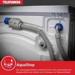 Telefunken Waschmaschine 8kg 1400 U/Min. Inverter Motor AquaStop 15 Programme W-8-1400-A-W weiß