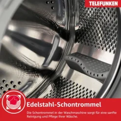 Telefunken Waschmaschine 8kg 1400 U/Min. Inverter Motor AquaStop 15 Programme W-8-1400-A-W weiß