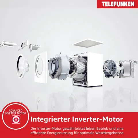 Telefunken Waschmaschine 8kg 1400 U/Min. Inverter Motor AquaStop 15 Programme W-8-1400-A-DI
