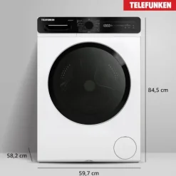 Telefunken Waschtrockner Kombi 9 kg Waschen / 6 kg Trocknen Waschmaschine mit Trockner integriert 1400 U/Min Weiß