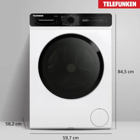 Telefunken Waschtrockner Kombi 9 kg Waschen / 6 kg Trocknen Waschmaschine mit Trockner integriert 1400 U/Min Weiß