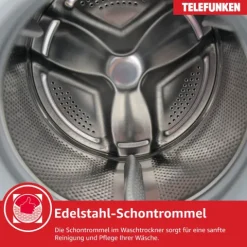 Telefunken Waschtrockner Kombi 9 kg Waschen / 6 kg Trocknen Waschmaschine mit Trockner integriert 1400 U/Min Weiß
