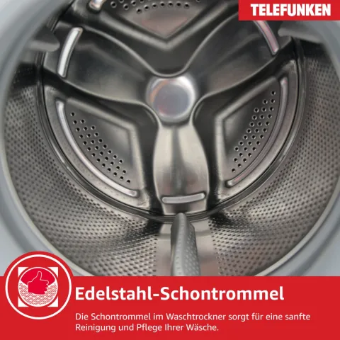 Telefunken Waschtrockner Kombi 9 kg Waschen / 6 kg Trocknen Waschmaschine mit Trockner integriert 1400 U/Min Weiß