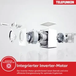 Telefunken Waschtrockner Kombi 9 kg Waschen / 6 kg Trocknen Waschmaschine mit Trockner integriert 1400 U/Min Weiß