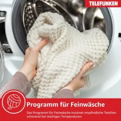 Telefunken Wärmepumpentrockner für 7 kg Wäsche Trockner Frontlader Wäschetrockner mit Knitterschutz leise TWP7EW