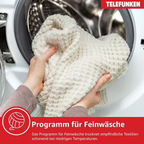 Telefunken Wärmepumpentrockner für 7 kg Wäsche Trockner Frontlader Wäschetrockner mit Knitterschutz leise TWP7EW