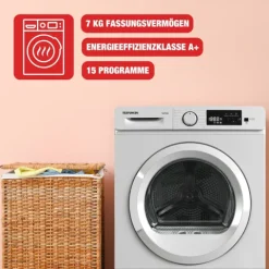 Telefunken Wärmepumpentrockner für 7 kg Wäsche Trockner Frontlader Wäschetrockner mit Knitterschutz leise TWP7EW