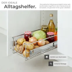 Teleskopschublade tectake einfache Montage verchromt grau