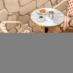 Terrassenstuhl aus Aluminium und Rattan 82 x 60 x 57 cm - Oviala