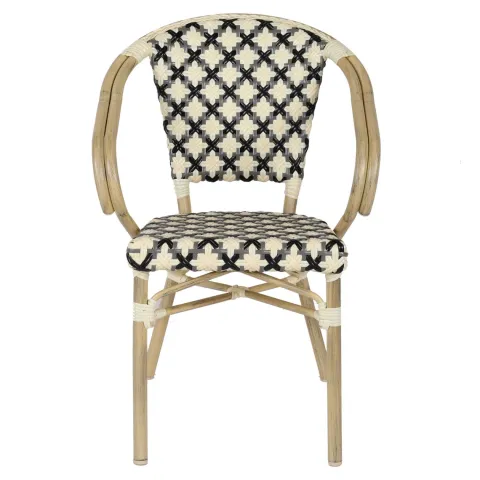 Terrassenstuhl aus Aluminium und Rattan 82 x 60 x 57 cm - Oviala
