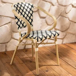 Terrassenstuhl aus Aluminium und Rattan 82 x 60 x 57 cm - Oviala