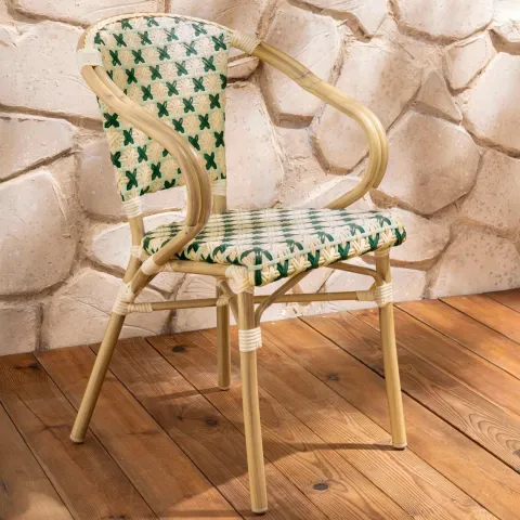 Terrassenstuhl aus Aluminium und Rattan 82 x 60 x 57 cm - Oviala