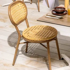 Terrassenstuhl aus Aluminium und synthetischem Rattan 42 x 58 x 78 cm - Oviala