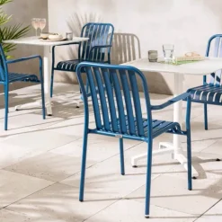 Terrassenstuhl mit Aluminiumarmlehnen 61 x 62 x 85 cm - Oviala