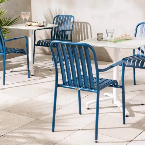 Terrassenstuhl mit Aluminiumarmlehnen 61 x 62 x 85 cm - Oviala