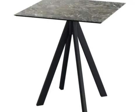 Terrassentisch Infinity Galaxy Marble eckig Edelstahl, HPL 70×70×73,2 cm schwarz