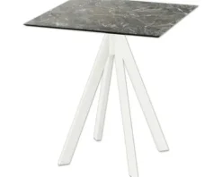 Terrassentisch Infinity Galaxy Marble eckig Edelstahl, HPL 70×70×73,2 cm weiß