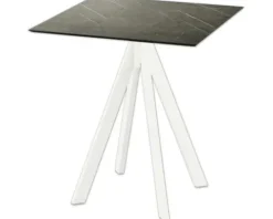 Terrassentisch Infinity Midnight Marble eckig Edelstahl, HPL 70×70×73,2 cm weiß
