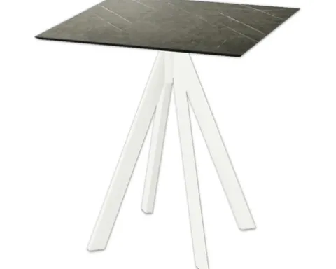 Terrassentisch Infinity Midnight Marble eckig Edelstahl, HPL 70×70×73,2 cm weiß