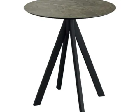 Terrassentisch Infinity Midnight Marble rund Edelstahl, HPL Ø 70 cm schwarz