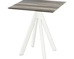 Terrassentisch Infinity Tropical Wood eckig Aluminium, HPL 70×70×73,2 cm weiß