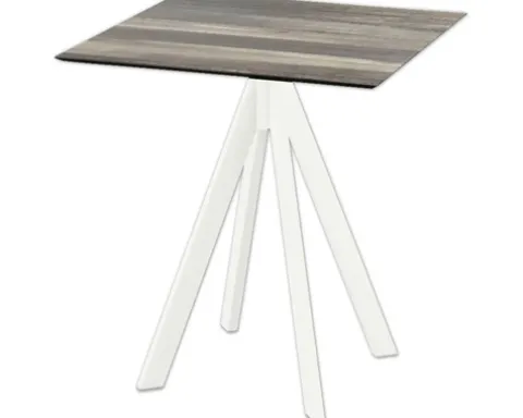 Terrassentisch Infinity Tropical Wood eckig Aluminium, HPL 70×70×73,2 cm weiß