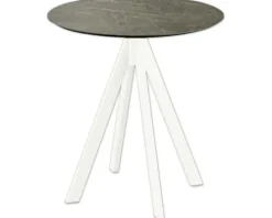 Terrassentisch Midnight Marble Rund Edelstahl, HPL Ø 70 cm weiß