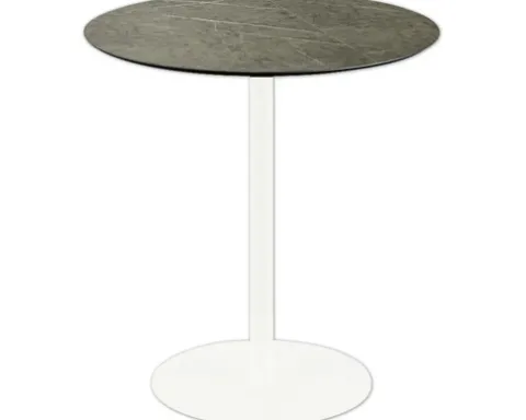 Terrassentisch Urban Midnight Marble rund Edelstahl, HPL Ø 70 cm weiß