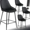 Thekenstuhl tectake Siera 49 x 54 x 100 cm, Belastbarkeit 120 kg gepolstert, weicher Bezug Samtoptik schwarz/schwarz