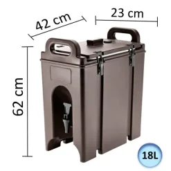 Thermobehälter, Thermogetränkebehälter, Getränkebehälter mit Zapfhahn - Braun, 18L