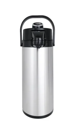 Thermoskanne, Pumpkanne - Glas-Innenleben für 24 Stunden Warm- & Kalthaltung, 2,2L