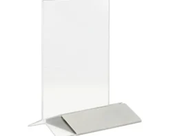 Tischaufsteller mit Edelstahlfuß transparent DIN A6